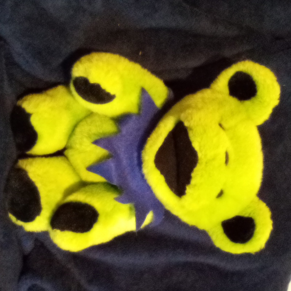Vintage 1994 Grateful Dead Neon Green and Purple jointed dancing bear.